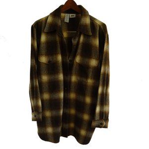 Vintage DKNY Classic Flannel Brown Beige Lightweight Jacket Size Medium